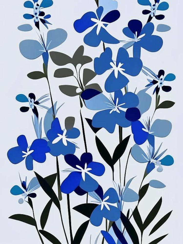 Wild Blue Phlox Wildflower Modern Muted Colours