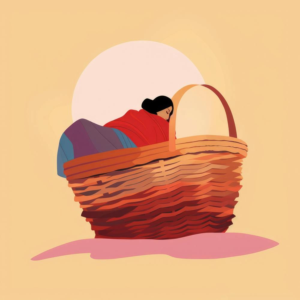 Woman Sleeping In A Basket