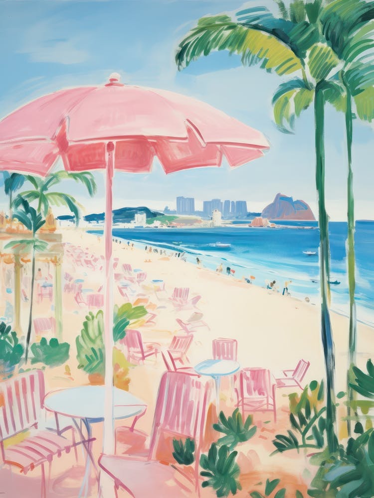San Vito Lo Capo, Sicily   Italy Beach Club Lido Watercolour 3