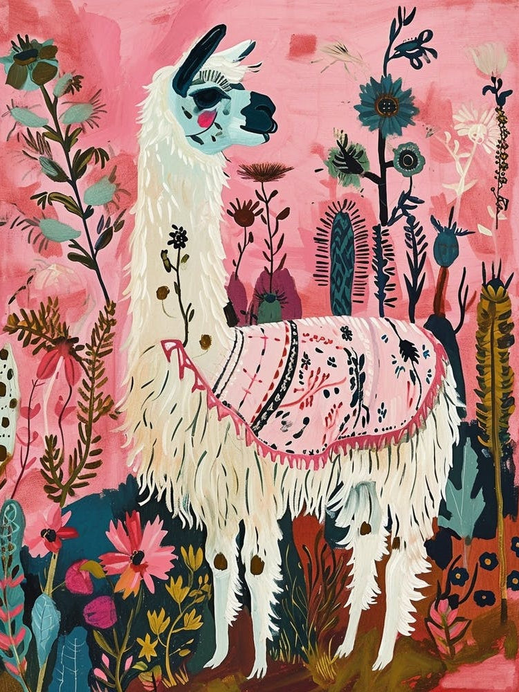 Floral Animal Painting Llama 4