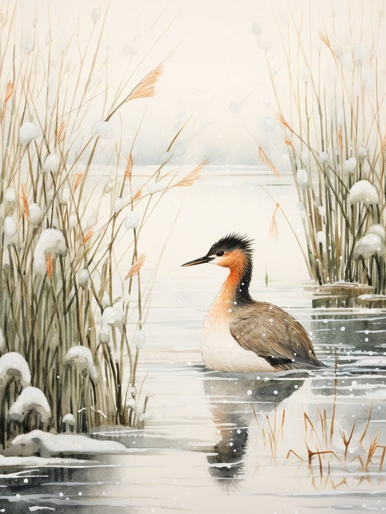 Winter Bird Painting Grebe 3