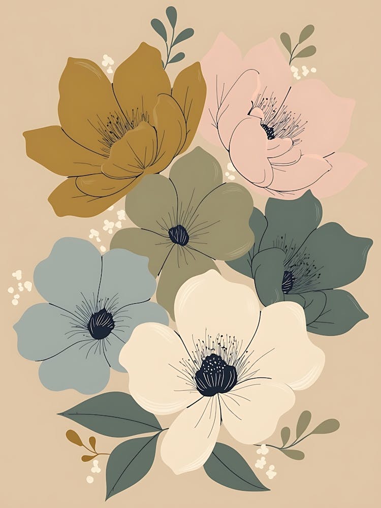 Delicate Hand-Drawn Botanical Scene