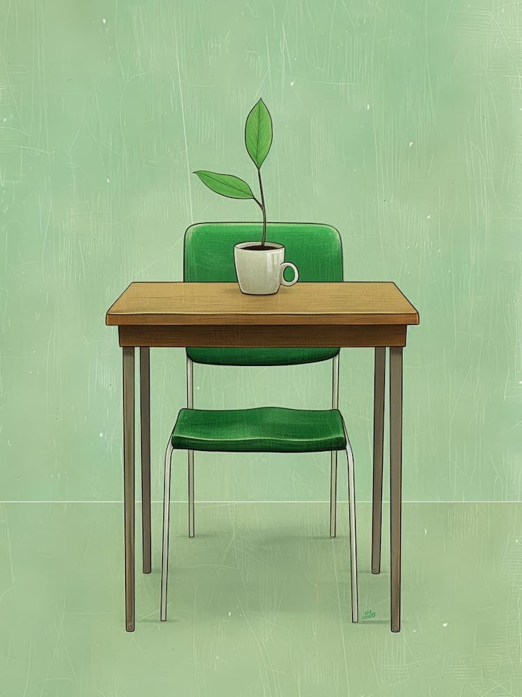 Green Chair With A Plant