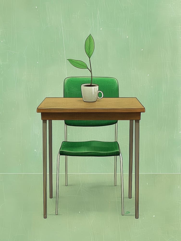 Green Chair With A Plant