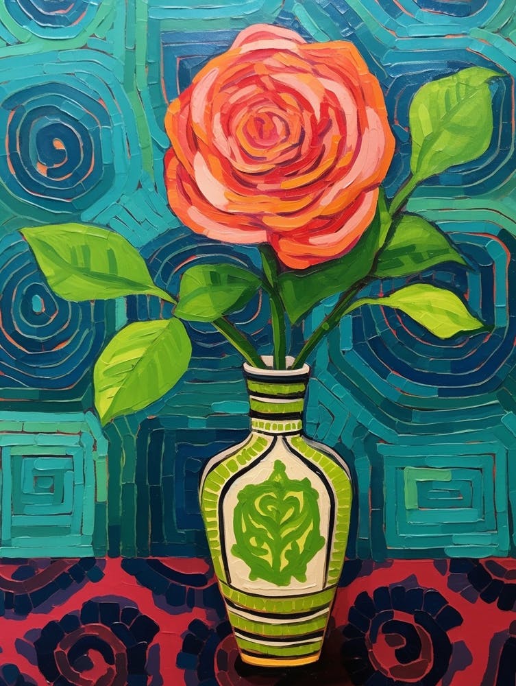 Flowers In A Vase Still Life Painting Rose 1