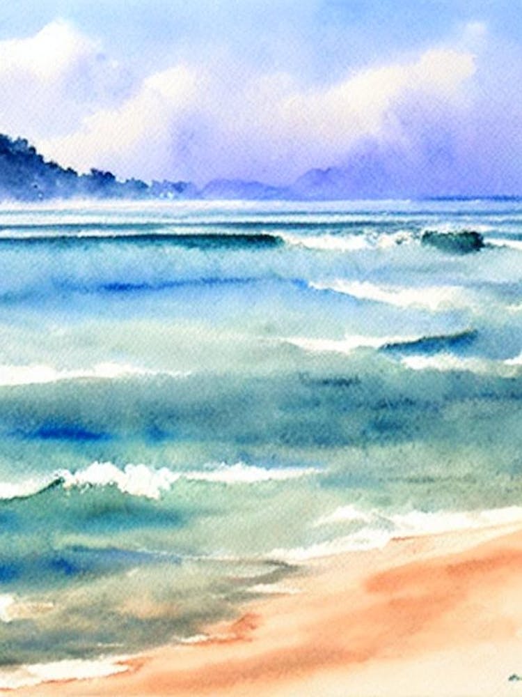 Ngwe Saung Beach 3, Myanmar Watercolour