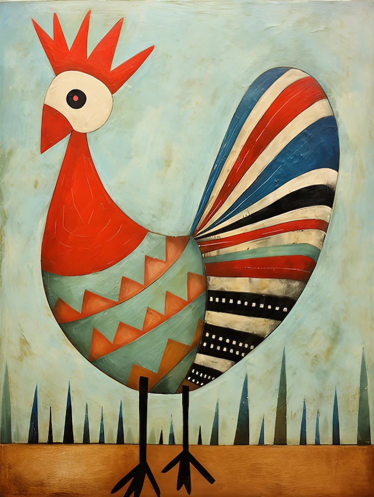 Rooster, Primitive Folk Art