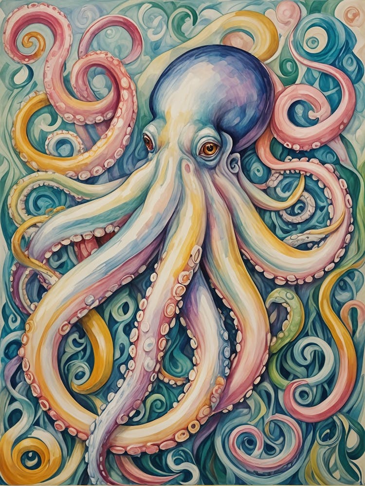 Whimsical Rainbow Octopus