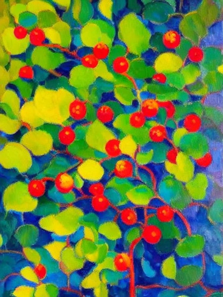 Salal Berry Fruit Vibrant Matisse Inspired Painting Fruit