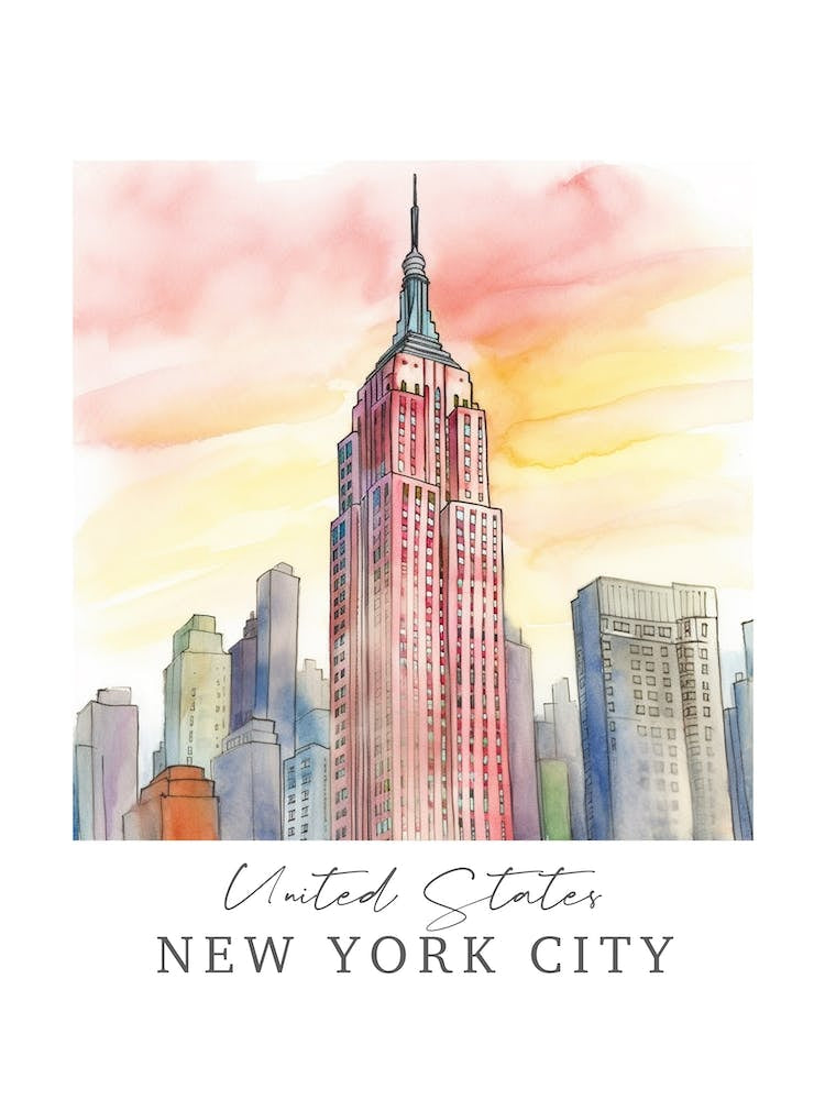 United States, New York City Storybook 2 Travel Poster Watercolour