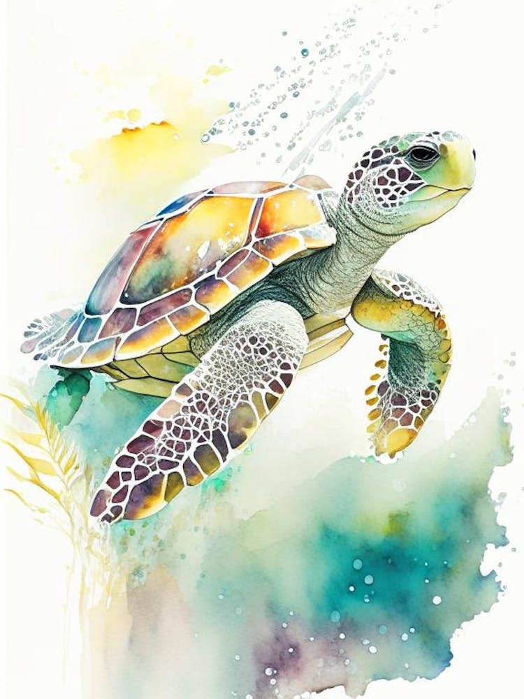 Migration Sea Turtle, Sea Turtle Storybook Watercolours 1