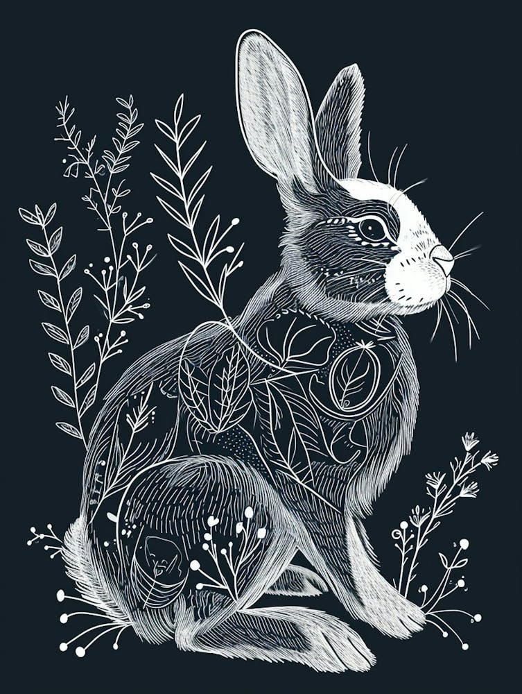 Harlequin Rabbit Minimalist Illustration 1