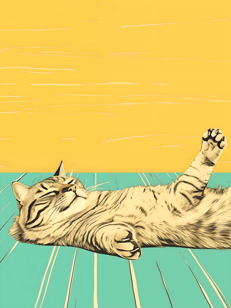 Cat Laying On The Floor