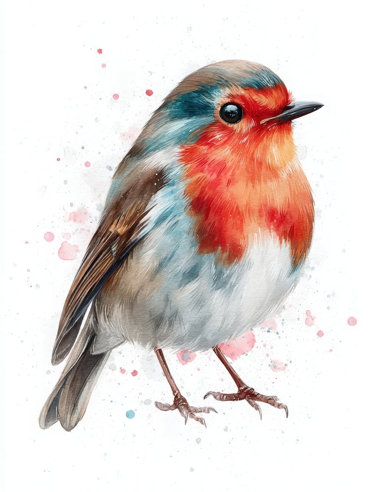 Aihrgdesign Isolated Watercolor Painting Of Birds Robin With 1