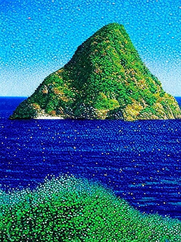 Lord Howe Island Australia Pointillism Style Tropical Destination
