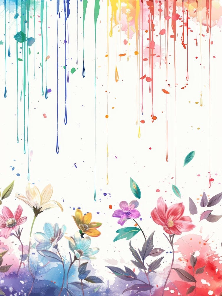 Watercolor Background With Flowers