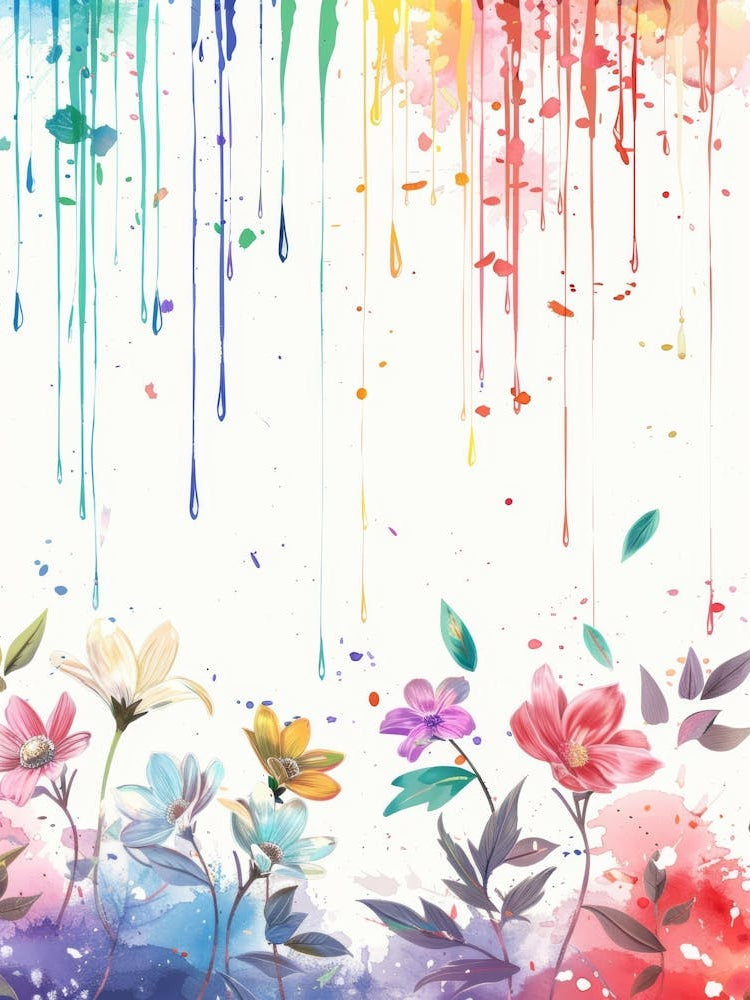 Watercolor Background With Flowers