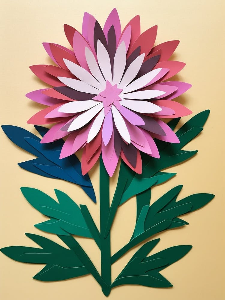 Cut Out Style Flower Art Asters 3
