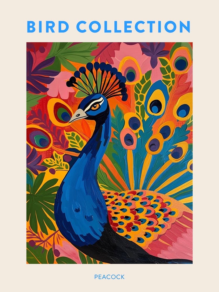 Tropical Peacock Paint Pattern Poster