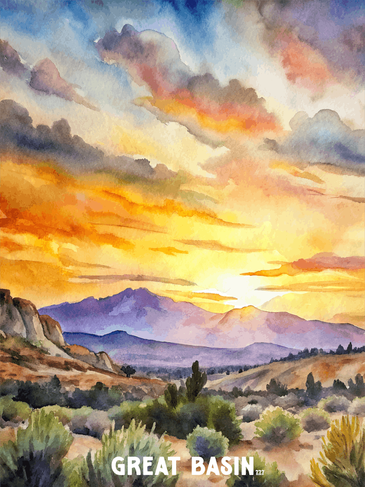 Great Basin National Park Watercolor Painting