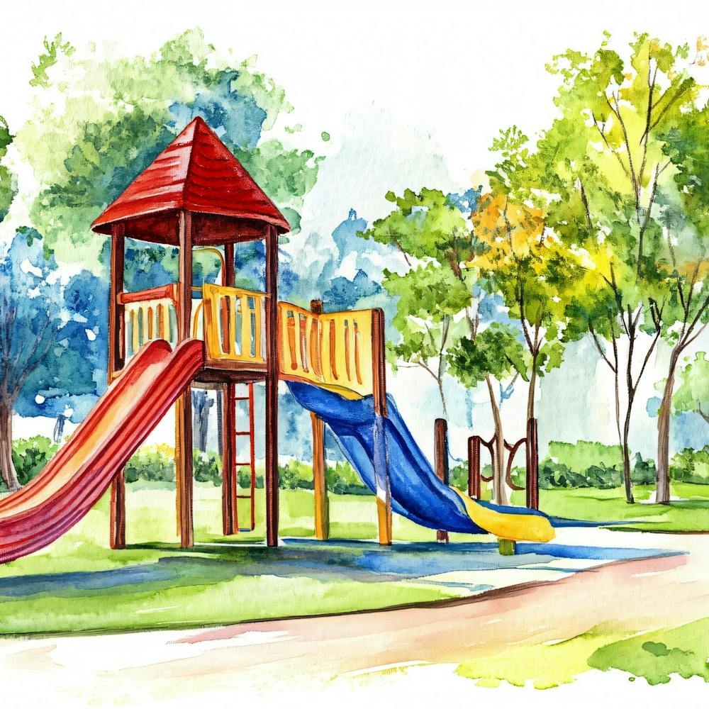 Watercolor Of A Playground 2