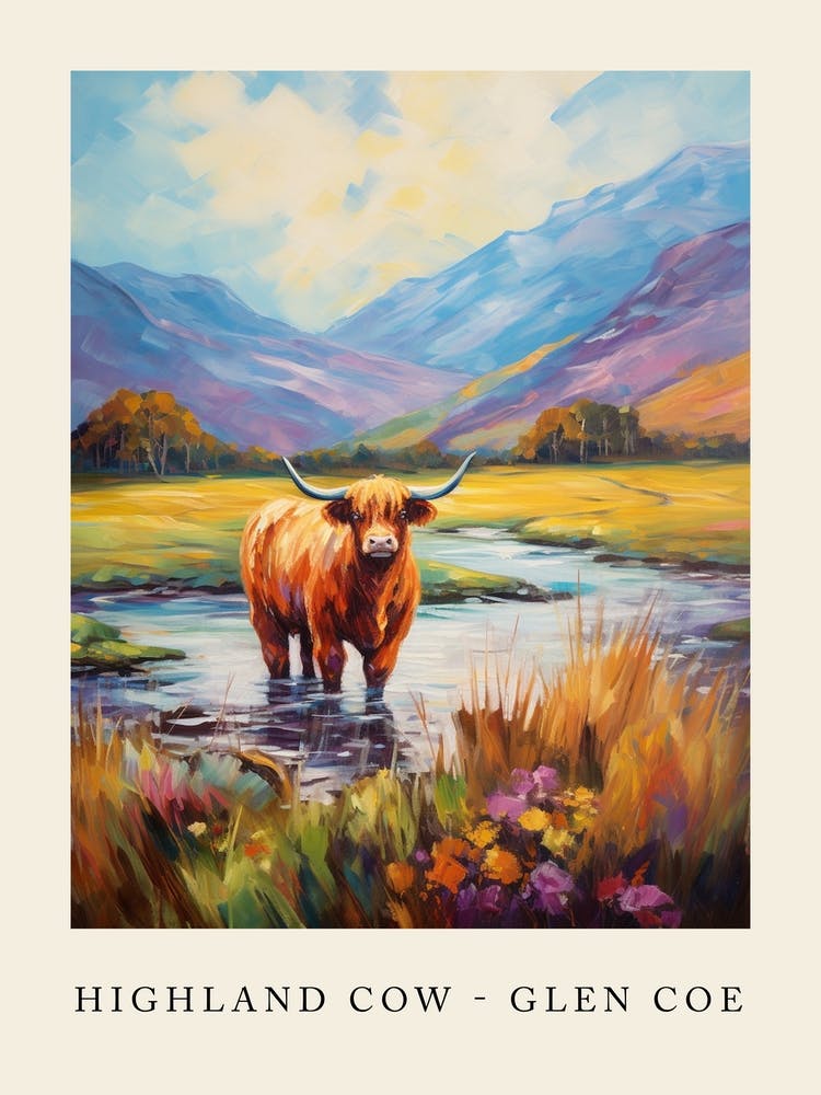 Highland Cow   Glen Coe Poster