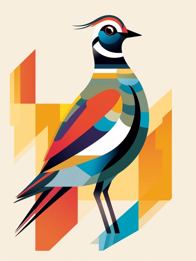 Colourful Geometric Bird Lapwing 2