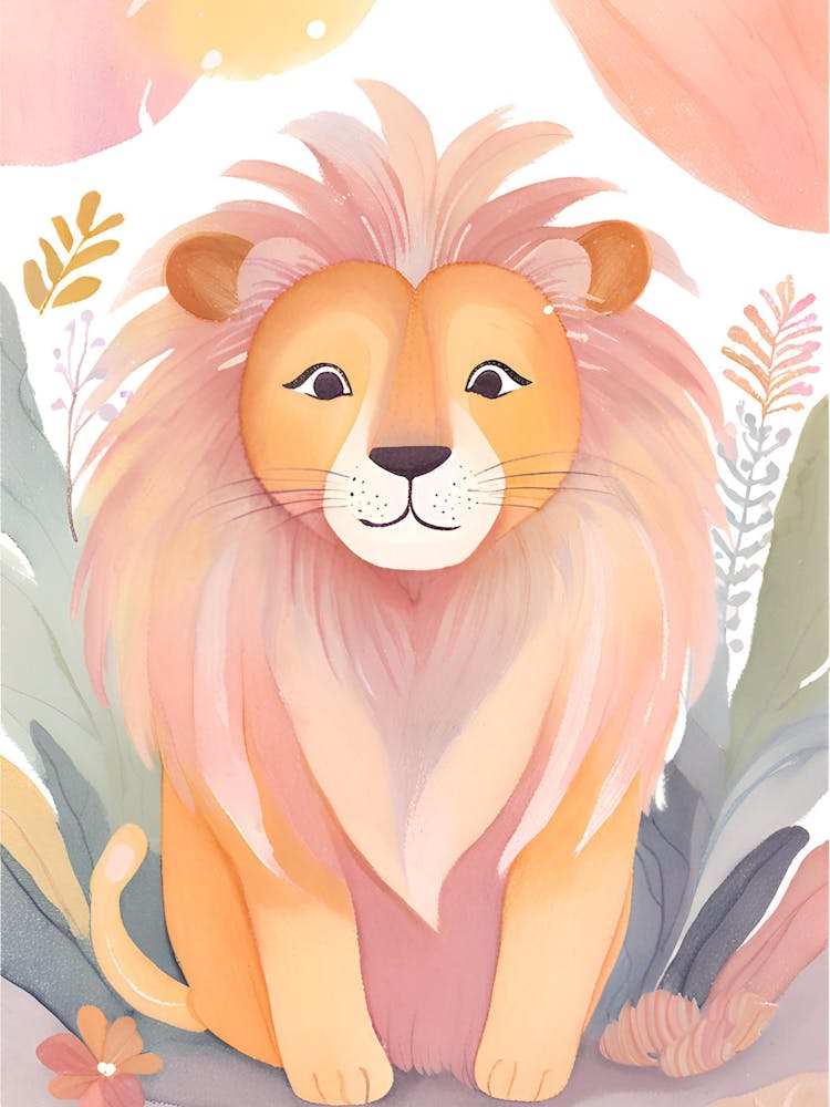Mignon Lion de Crèche Dans la Jungle