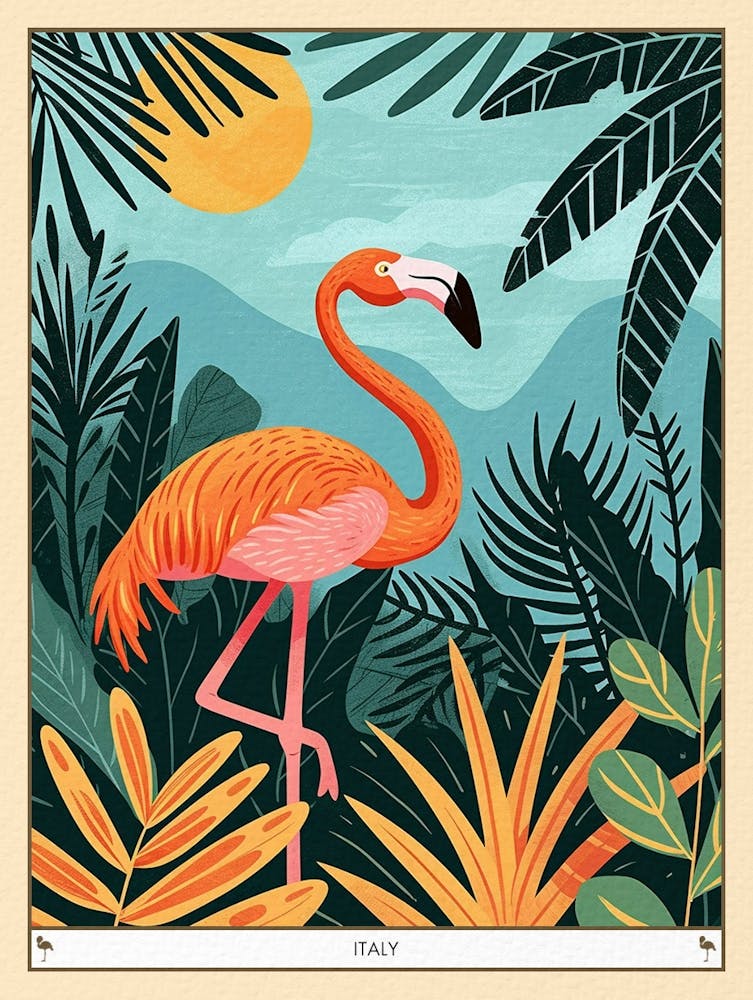 Greater Flamingo Italy Tropical Illustration 6 Poster