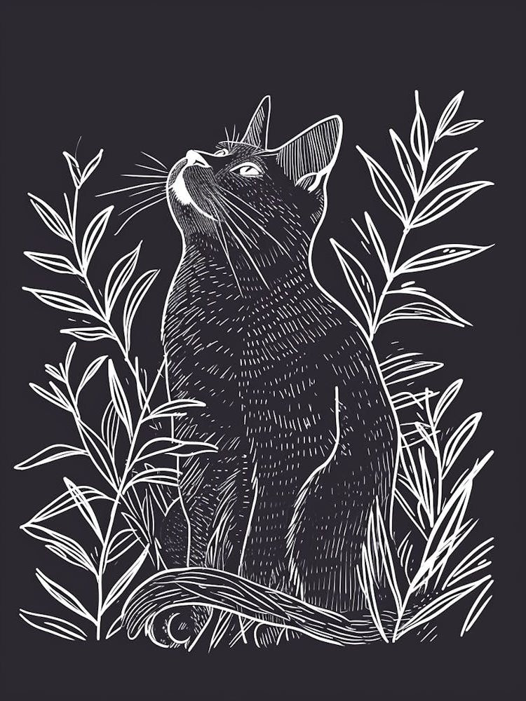 Chartreux Cat Minimalist Illustration 2
