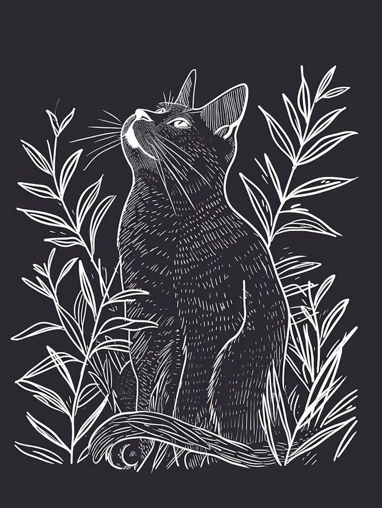Chartreux Cat Minimalist Illustration 2