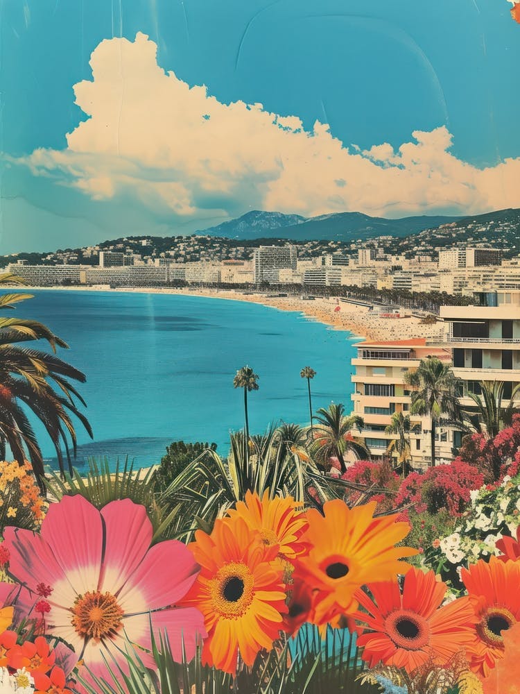 Cannes   Floral Retro Collage Style 3