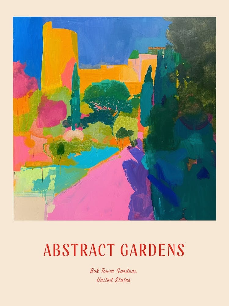 Colourful Gardens Bok Tower Gardens Usa 3 Red Poster