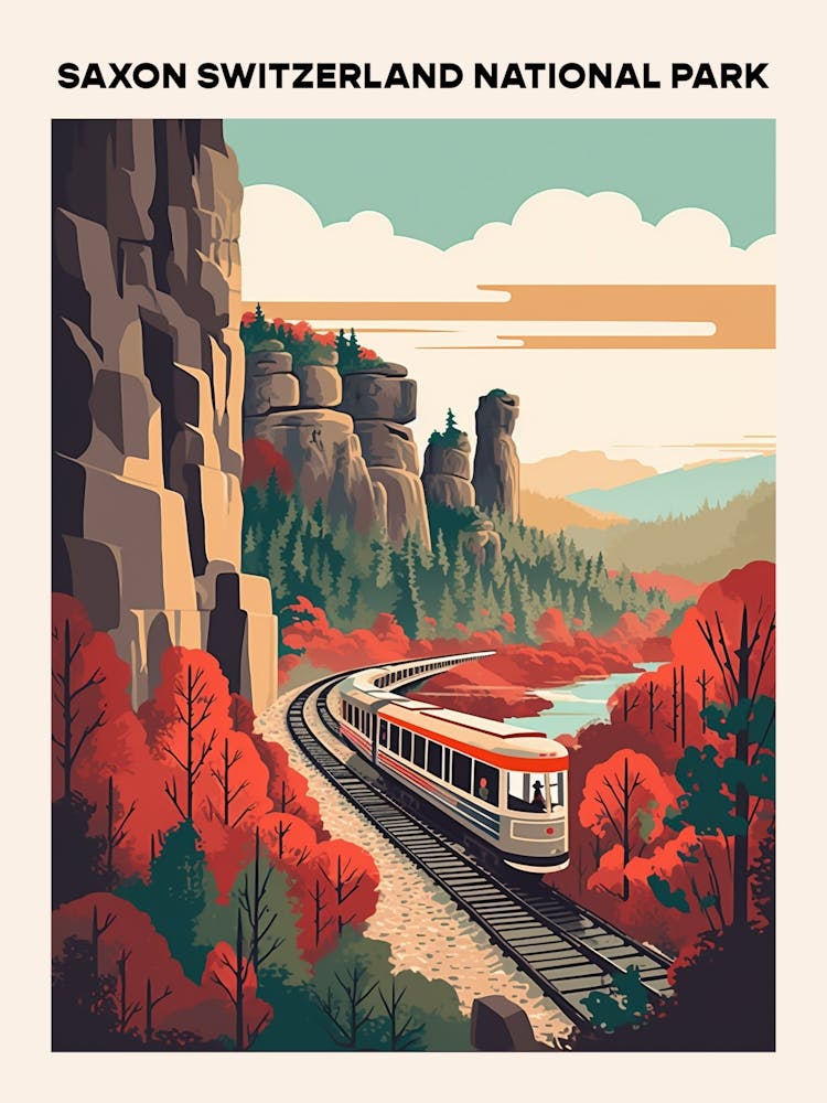 Saxon Switzerland National Park Midcentury Travel Poster