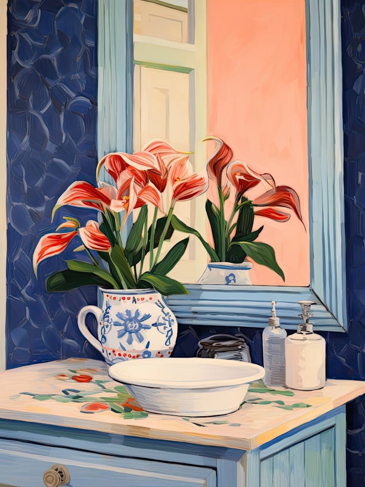 Bathroom Vanity Painting With A Calla Lily Bouquet 4