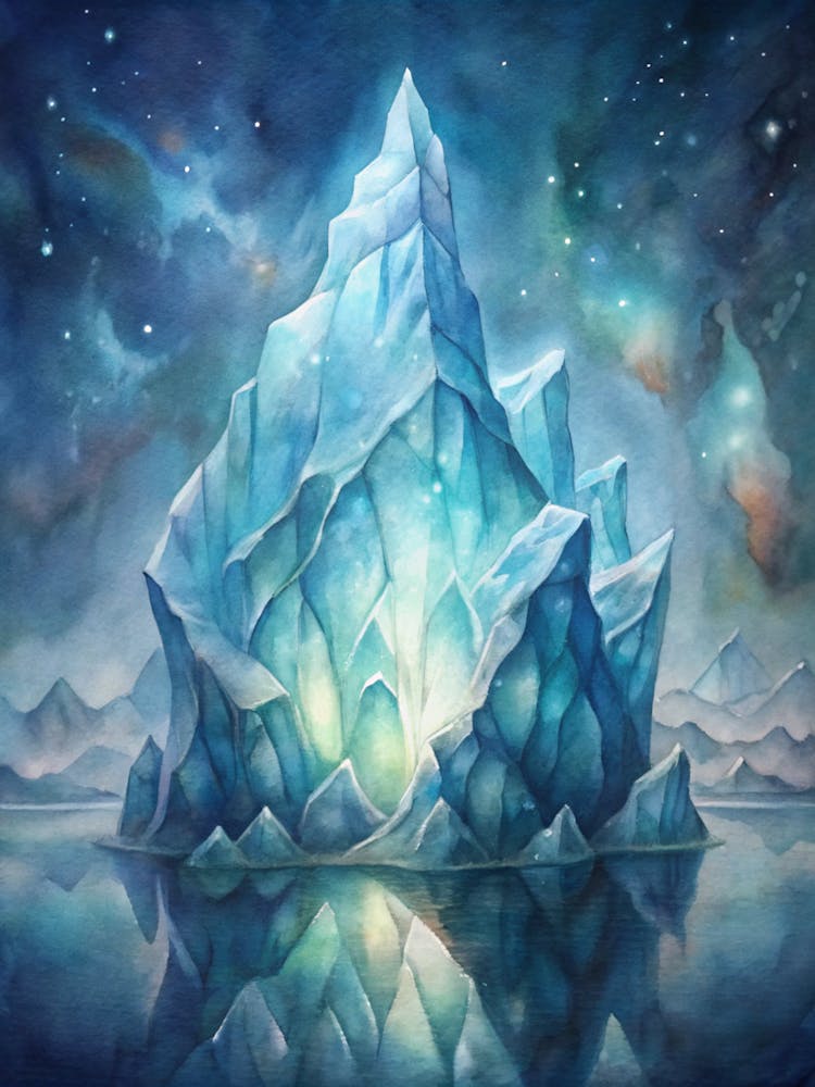 A Glowing Representation Of Underwater Icebergs Wi