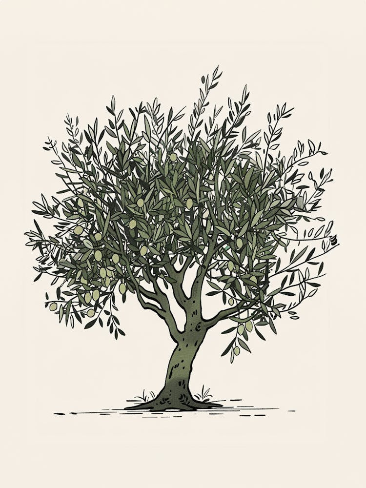 Olive Tree Pixel Illustration 1
