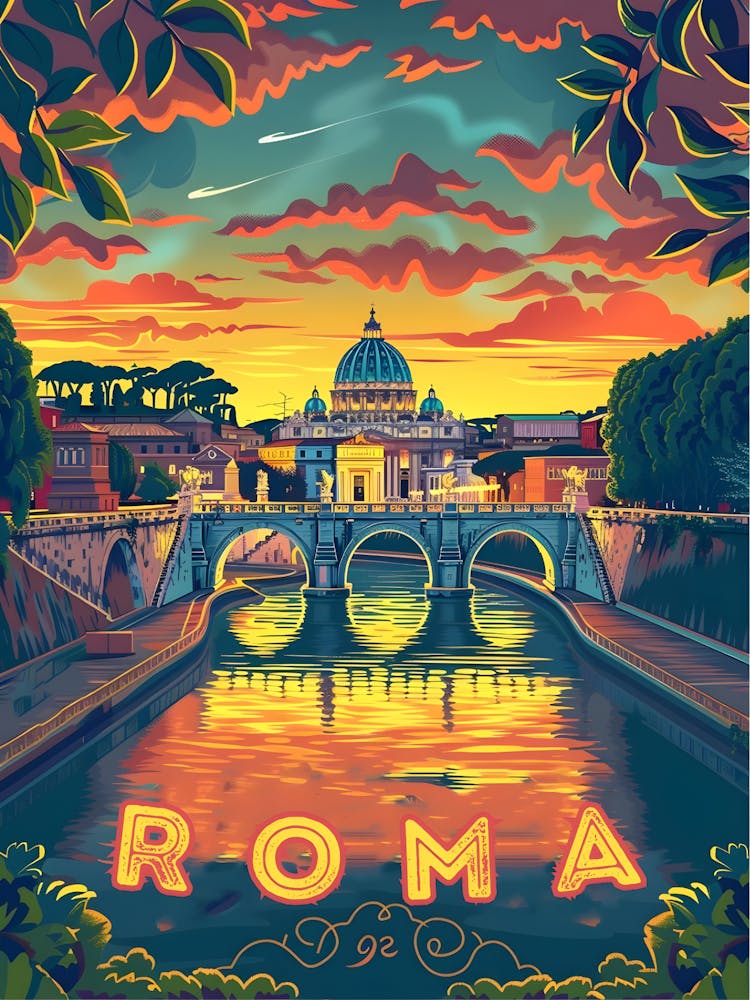 Rome Bei Sonnenuntergang Leinwanddruck