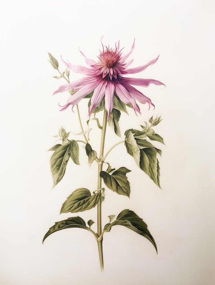 Pressed Flower Botanical Art Bee Balm 2