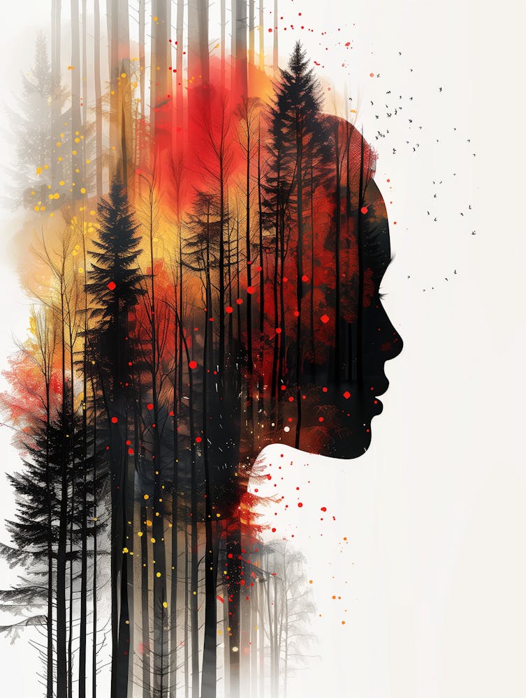 Silhouette Of A Woman In The Forest