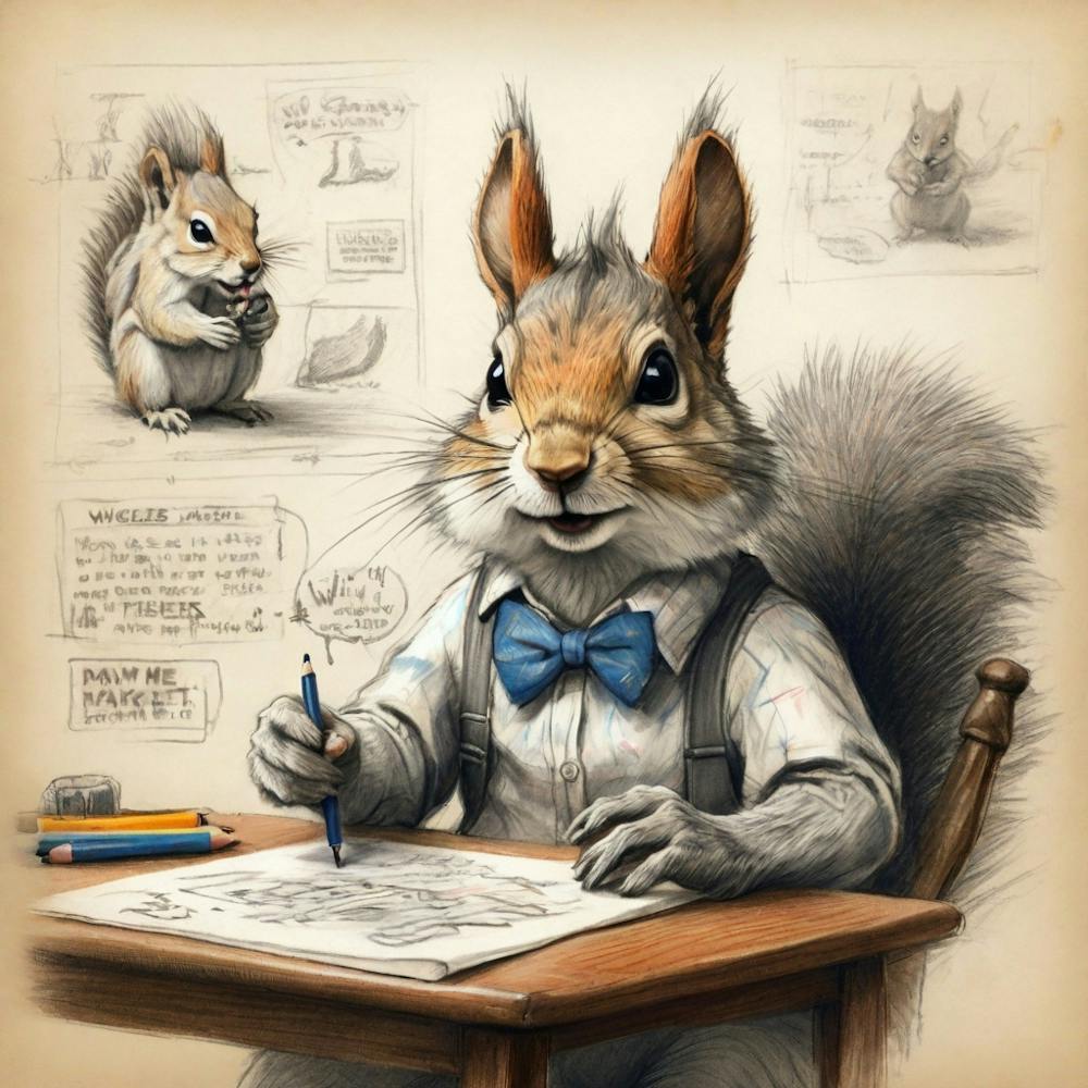 Squirrel At The Desk