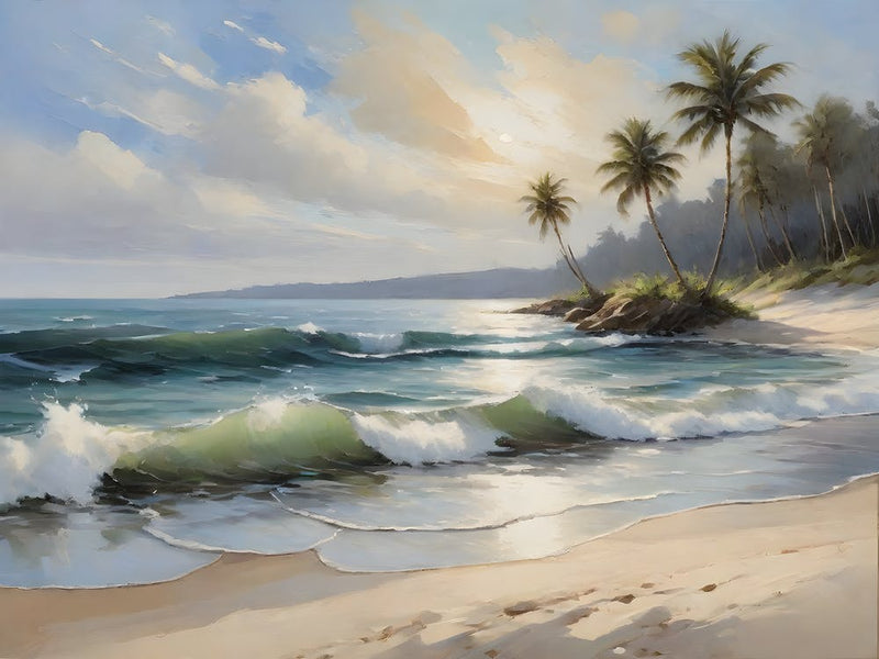Beach Scene With Palm Trees