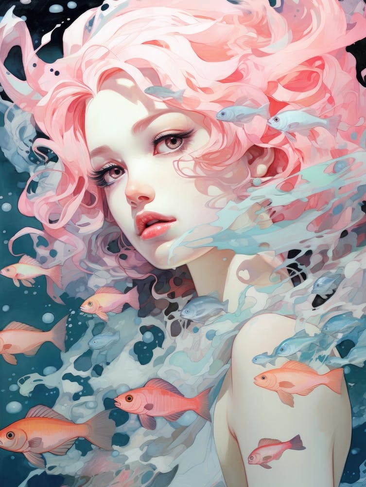 Fille Aux Cheveux Roses