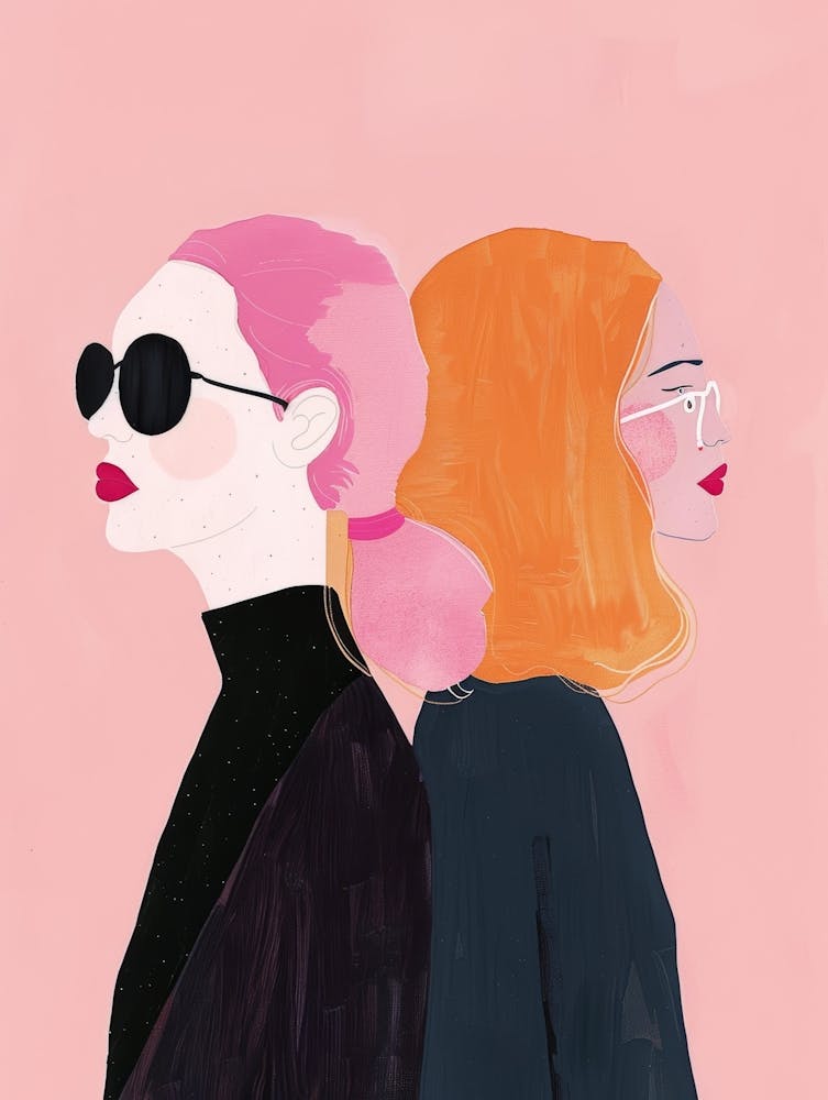 Deux Femmes Aux Cheveux Roses