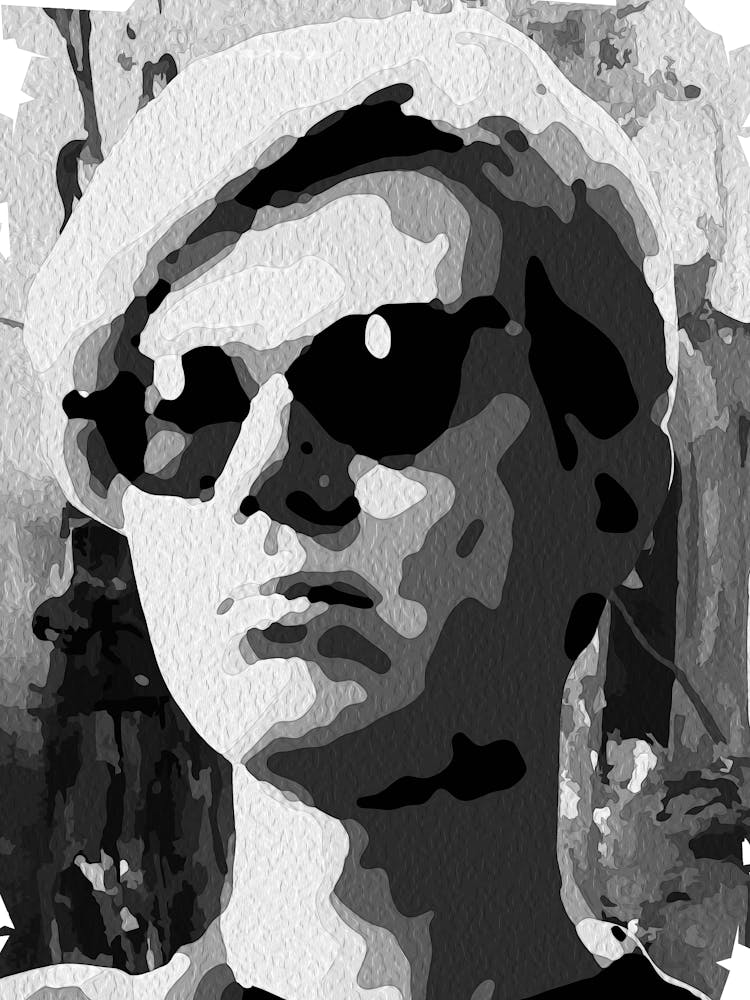 Andy Warhol In Grayscale Digital Oil Painting