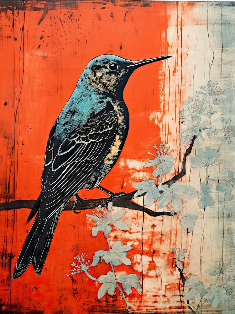 Hummingbird, Woodblock Animal  Drawing 1