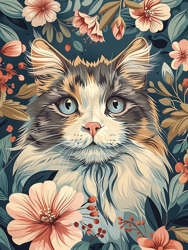 Cat With Flowers 3
