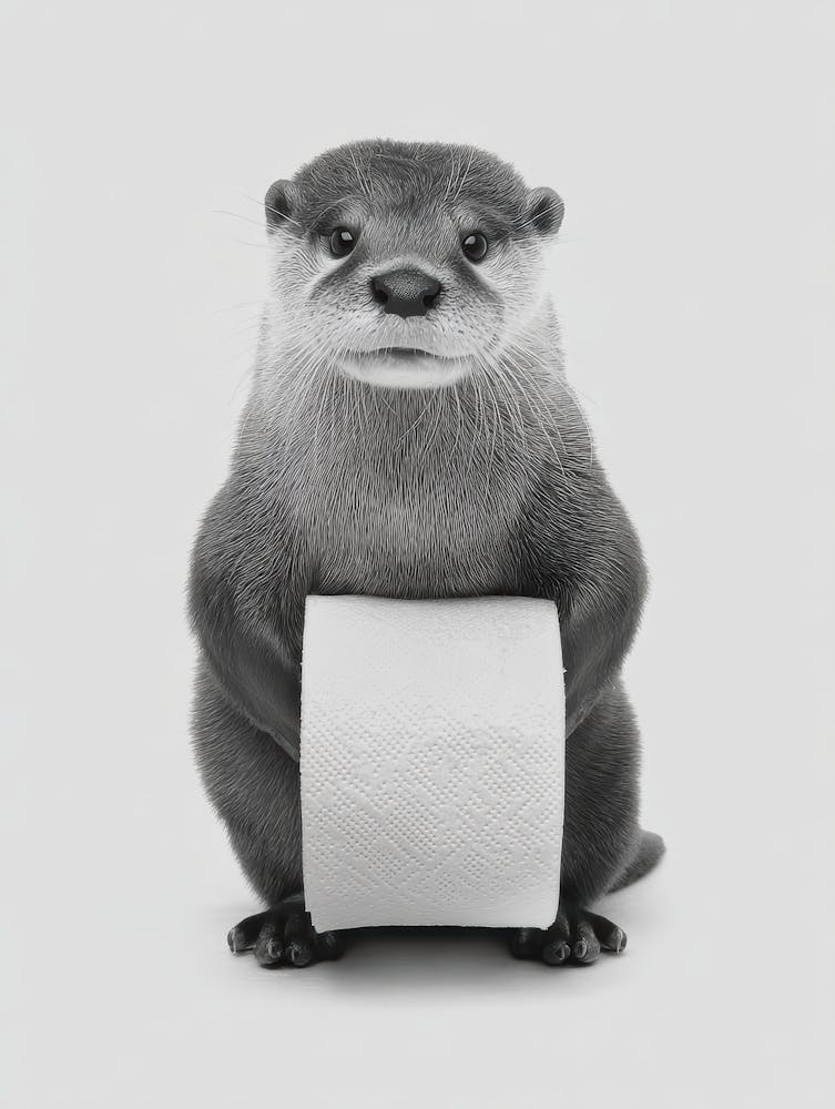 Loutre Tenant du Papier Toilette