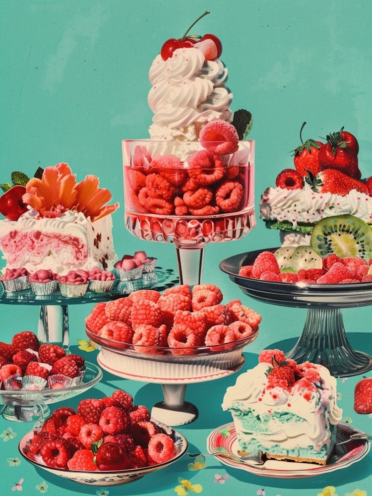 Retro Layered Strawberry Dessert Collage 3