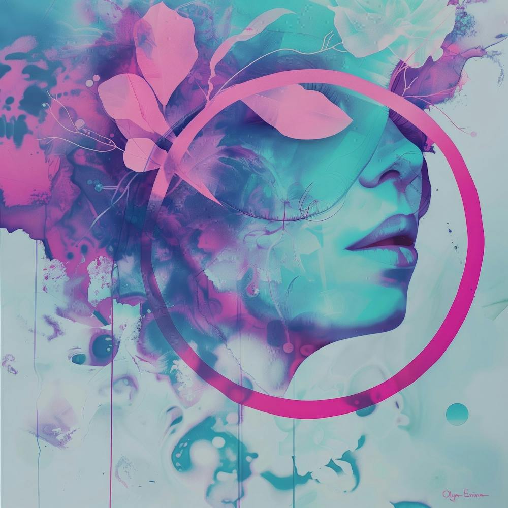 Pink flowers woman portrait